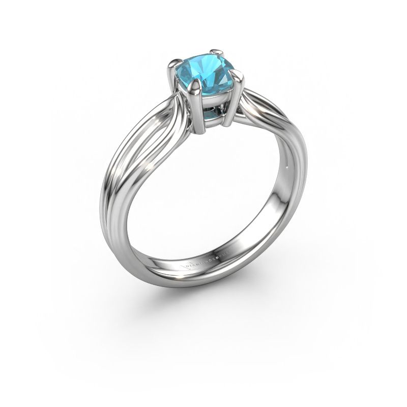Engagement ring Antonia cus 1 585 white gold blue topaz 5 mm