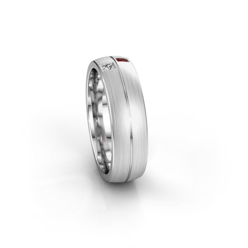 Image of Wedding ring WH0250L26BM<br/>950 platinum ±6x2 mm<br/>Garnet