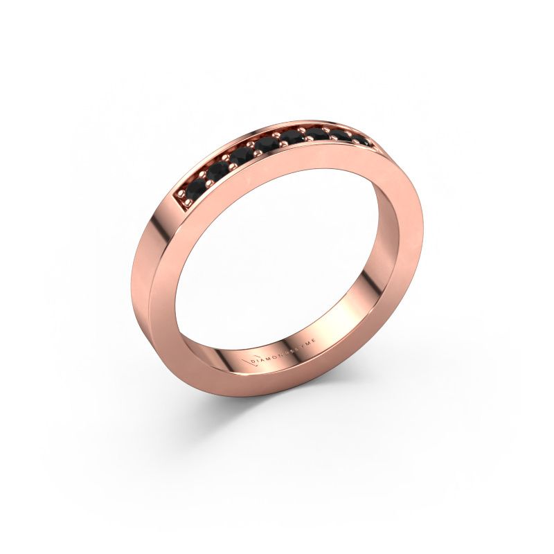 Stackable ring Loes 5 585 rose gold black diamond 0.192 crt