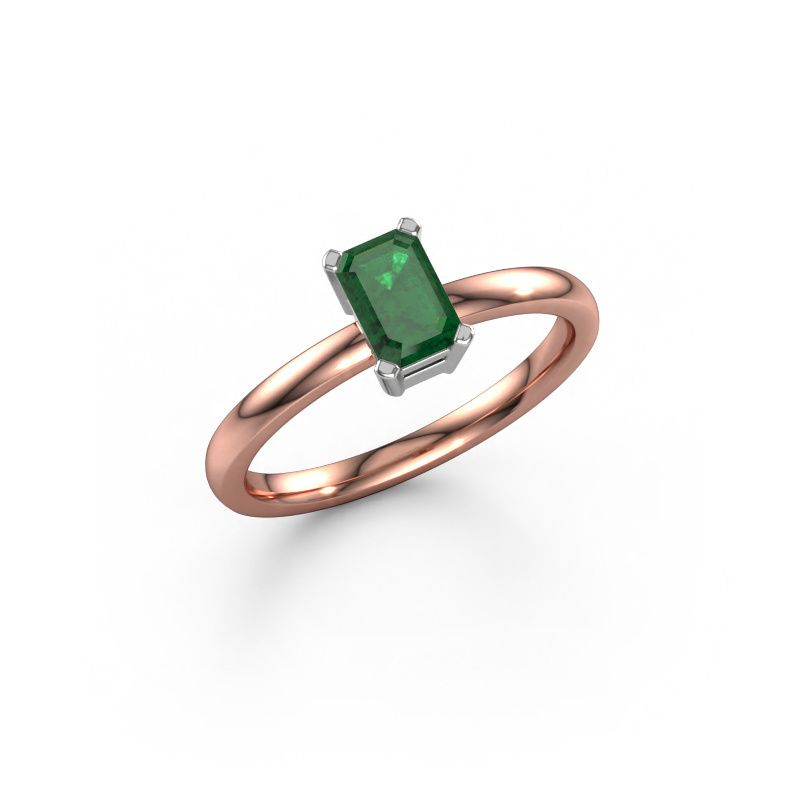 Verlobungsring Denita 1 EME 585 Roségold Smaragd 6x4 mm