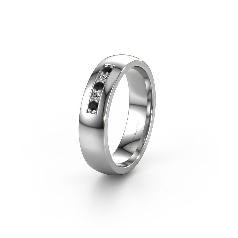 Ehering WH0111L25BP 585 Weißgold Schwarz Diamant ±5x2 mm