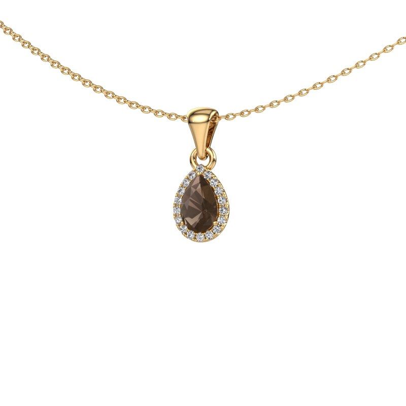 Pendentif Seline per 585 or jaune quartz fumé 6x4 mm