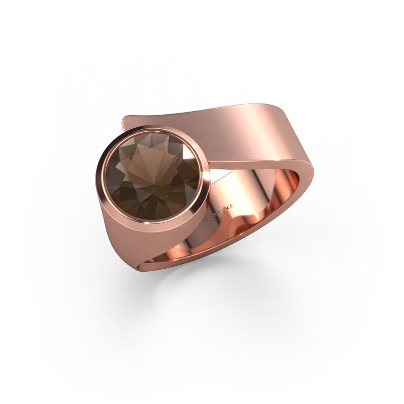 Bague Nakia 585 or rose quartz fumé 8 mm