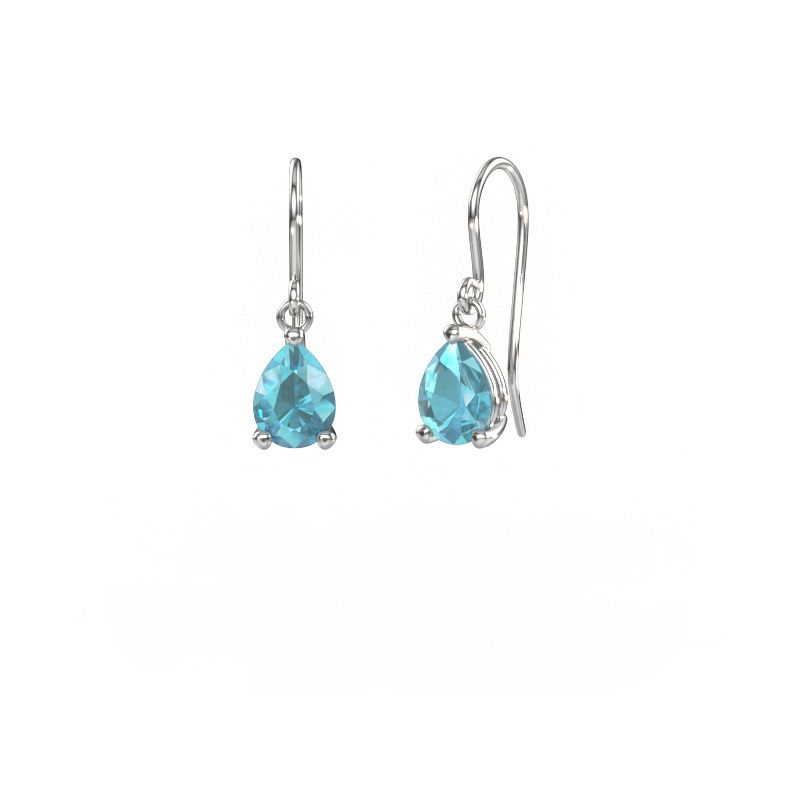 Pendants d'oreilles Laurie PER 1 585 or blanc topaze bleue 8x6 mm