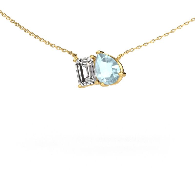 Pendant Toi et Moi PER EME 585 gold aquamarine 8x6 mm