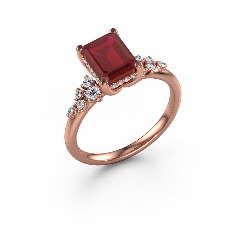 Engagement ring Emma EME 585 rose gold ruby 8x6 mm
