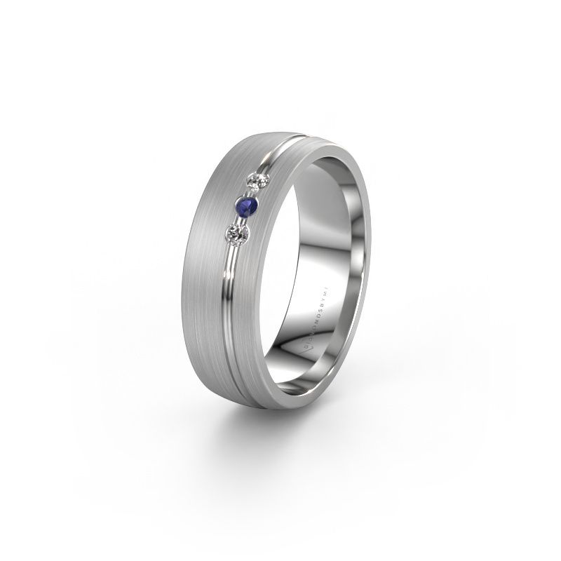 Wedding ring WH0322L25AM 585 white gold sapphire ±0.24x0.07 in