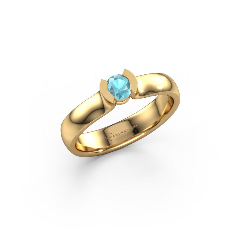 Ring Ophelia 585 goud blauw topaas 4.2 mm