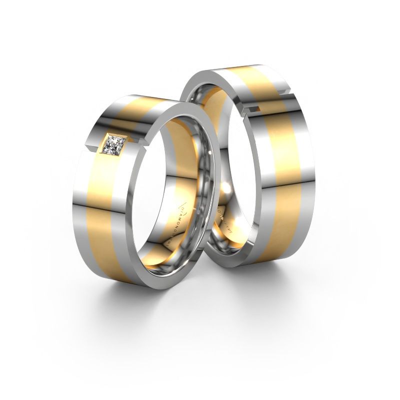 Eheringe set WH2042LM17CP ±7x2.2 mm 14 Karat Gold Diamant 0.10 crt
