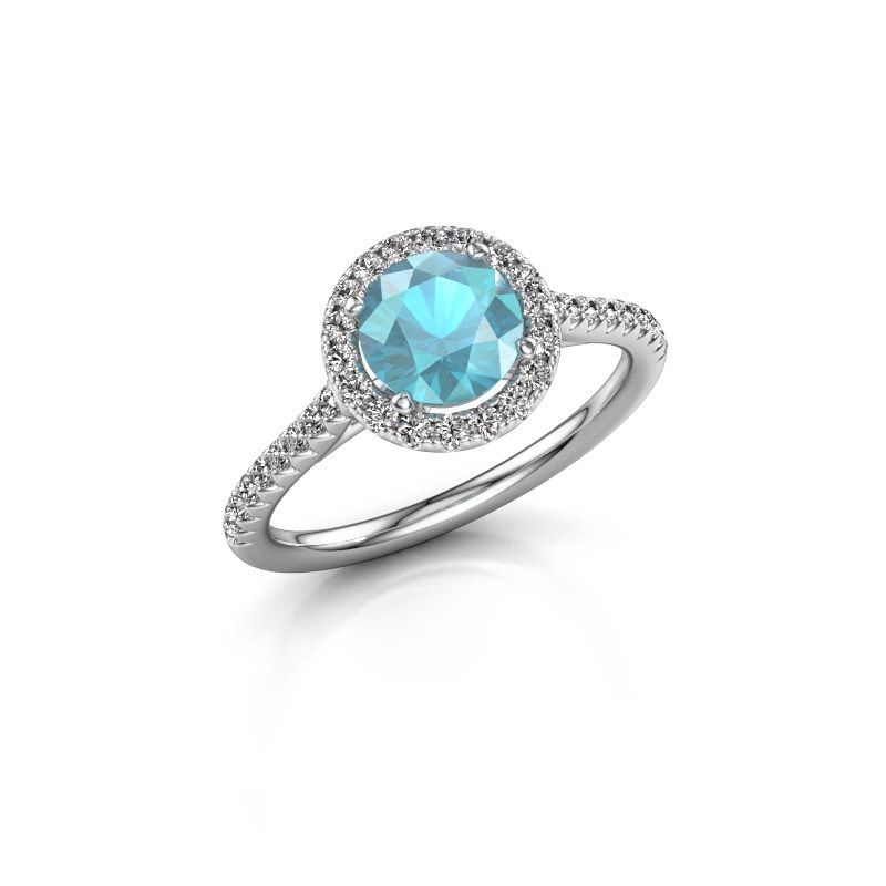 Image of Engagement ring seline rnd 2<br/>585 white gold<br/>Blue topaz 6.5 mm