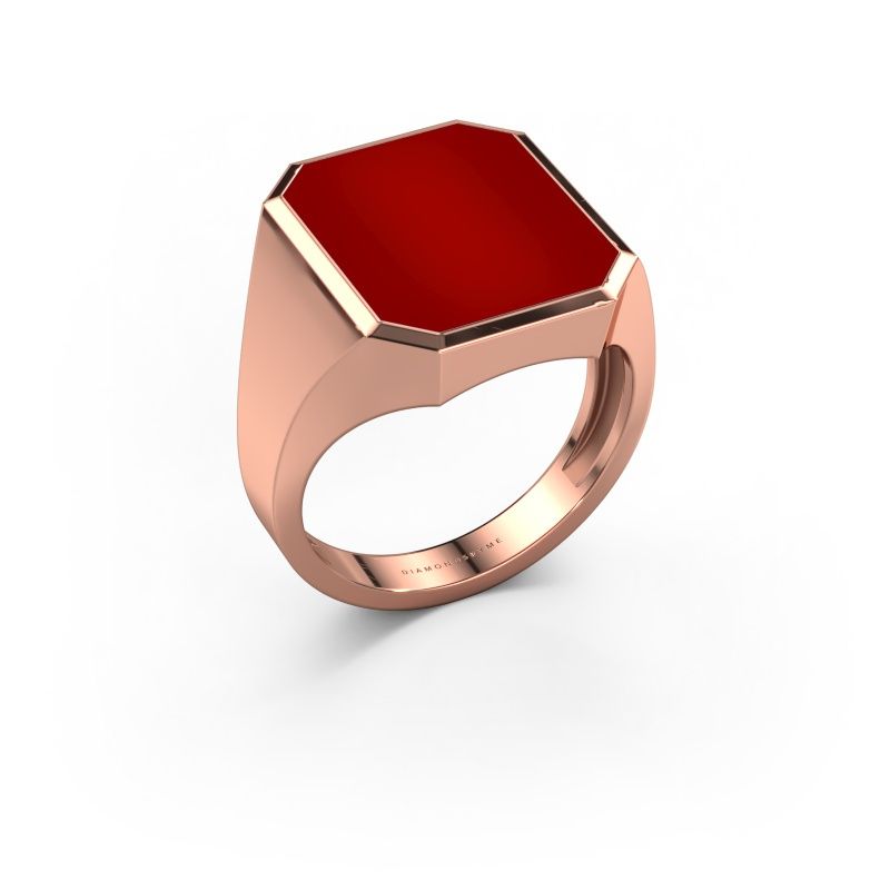 Signet ring Lars 5 light 585 rose gold carnelian 16x13 mm