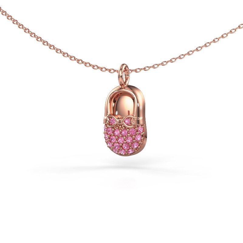 Pendentif Babyshoe 585 or rose saphir rose 1.3 mm