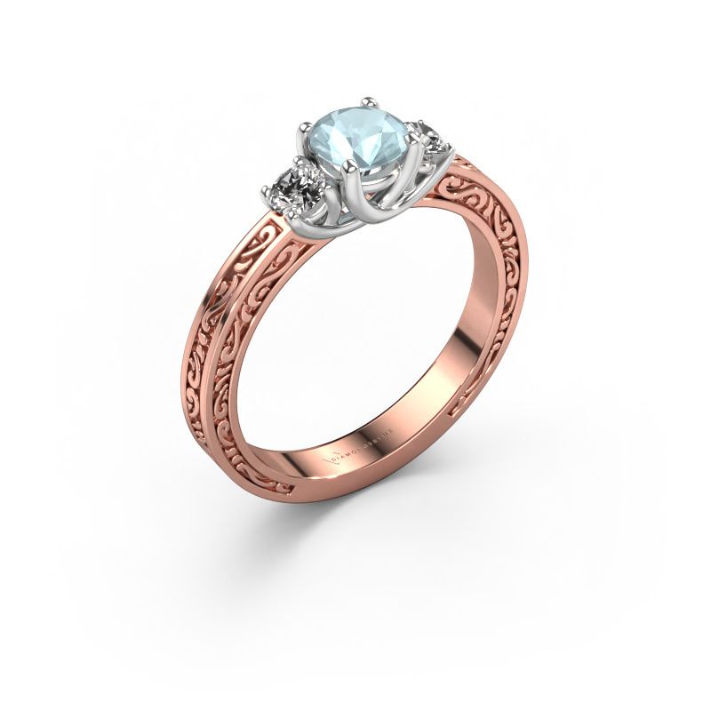 Engagement ring Betty 1 585 rose gold aquamarine 5 mm