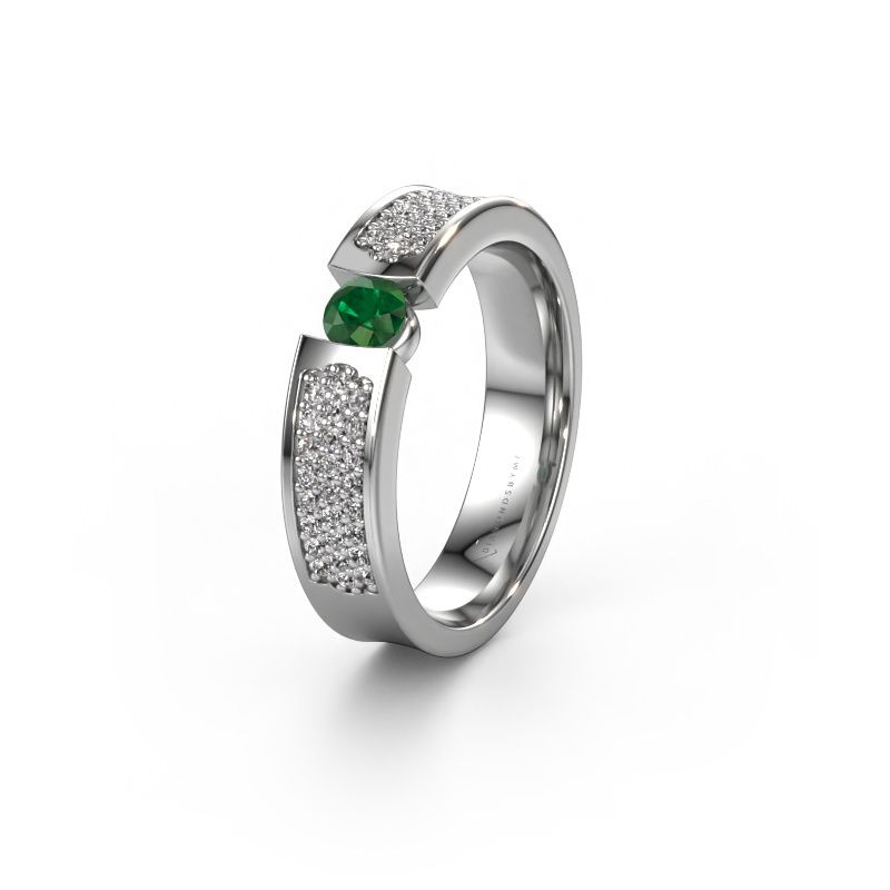 Wedding ring WH2100L 585 white gold emerald ±5x3 mm