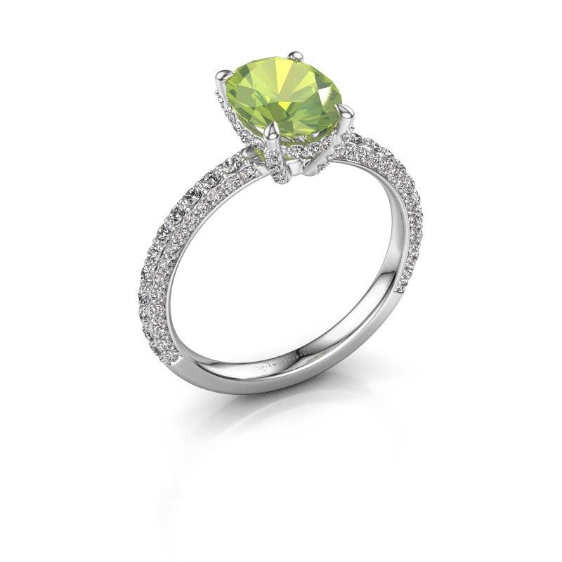 Image of Engagement ring saskia 2 ovl<br/>585 white gold<br/>Peridot 9x7 mm