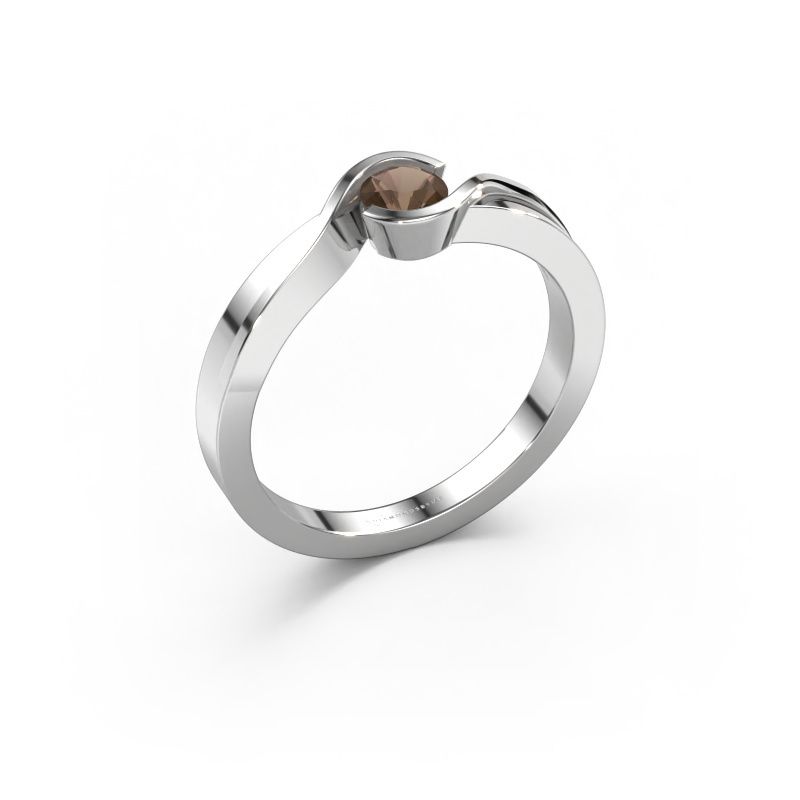Ring Lola 585 white gold smokey quartz 4 mm