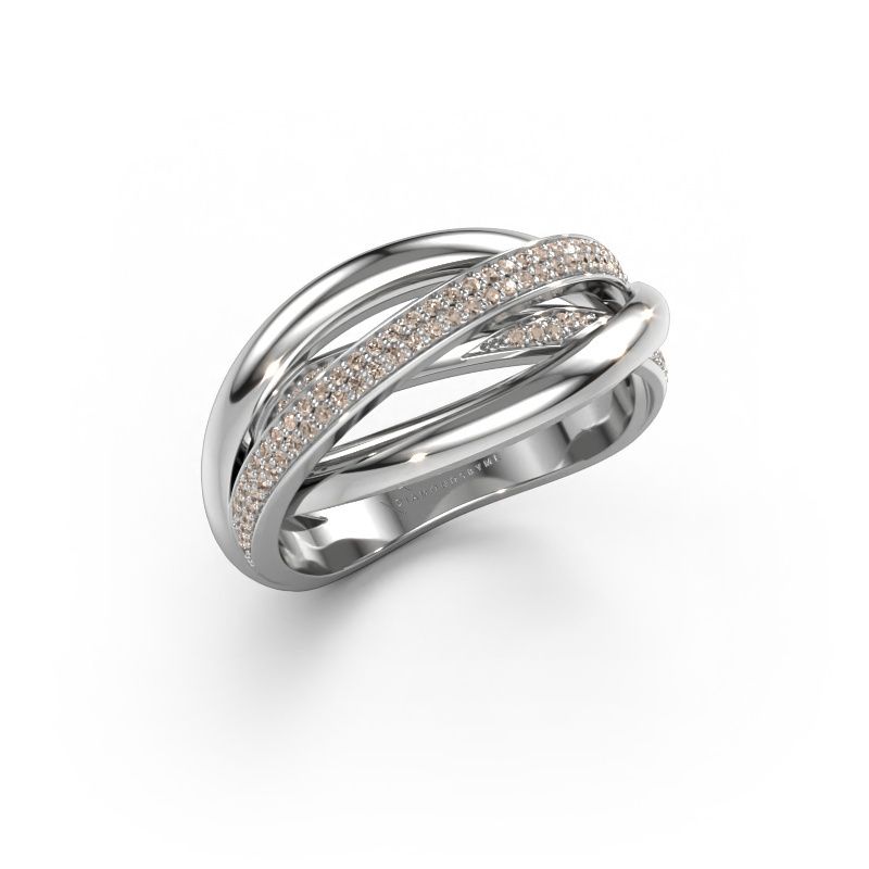 Bague Candice 585 or blanc diamant brun 0.24 crt