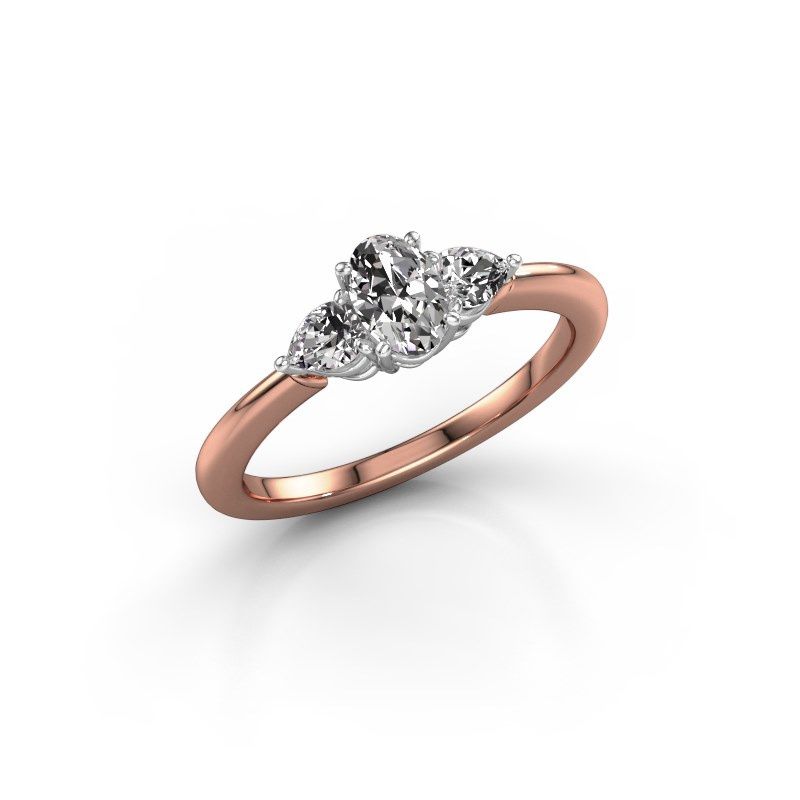 Afbeelding van Verlovingsring Chanou OVL 585 rosé goud diamant 1.02 crt