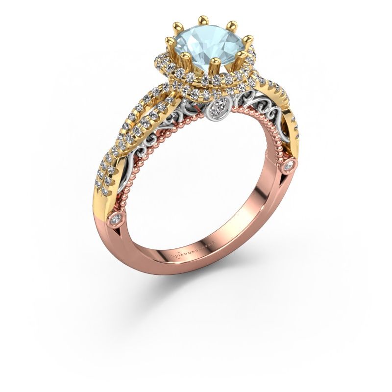 Engagement ring Lysanne 585 rose gold aquamarine 6.5 mm