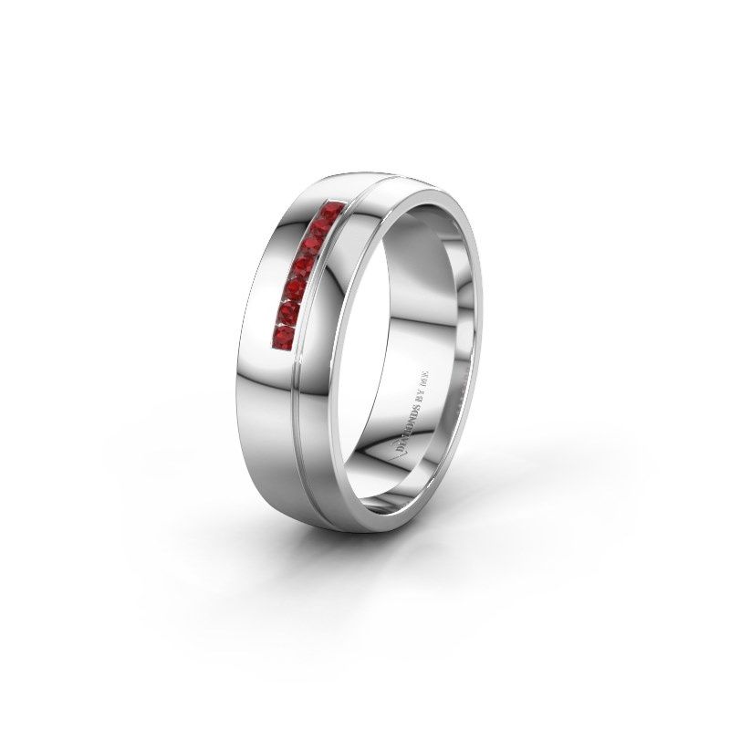 Image of Wedding ring WH0308L26AP<br/>950 platinum ±6x1.7 mm<br/>Ruby