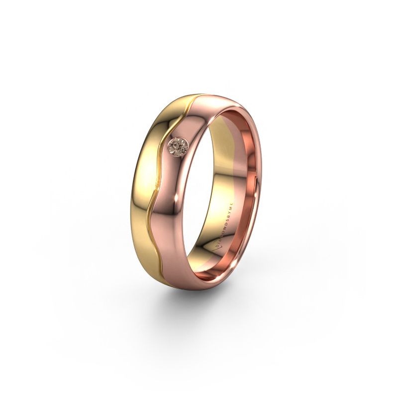 Wedding ring WH0701L36AP 585 gold brown diamond ±6x1.7 mm