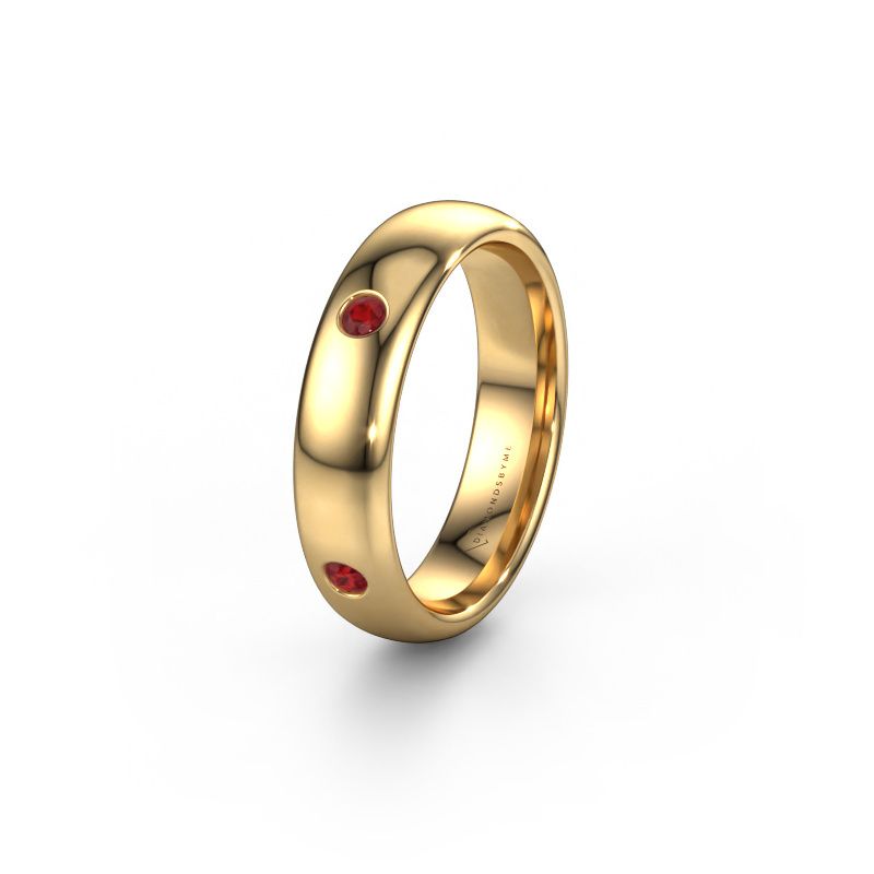 Trouwring WH0104L35BP 585 goud robijn ±5x2 mm