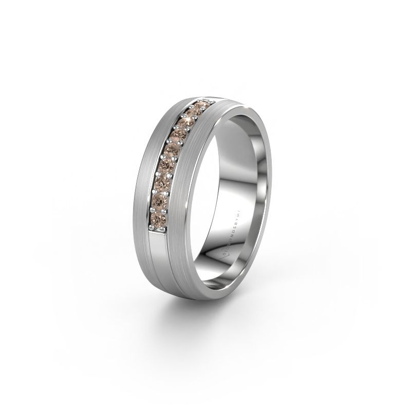 Trouwring WH0413L26APM 950 platina bruine diamant ±6x1.7 mm