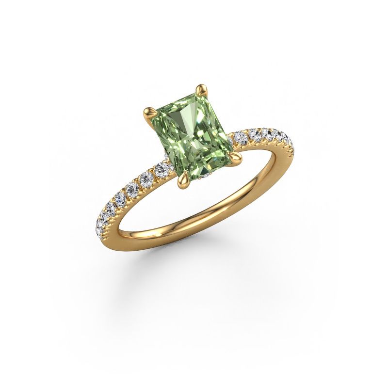 Engagement ring Crystal RAD 4 585 gold green lab grown diamond 7.5x5.5 mm
