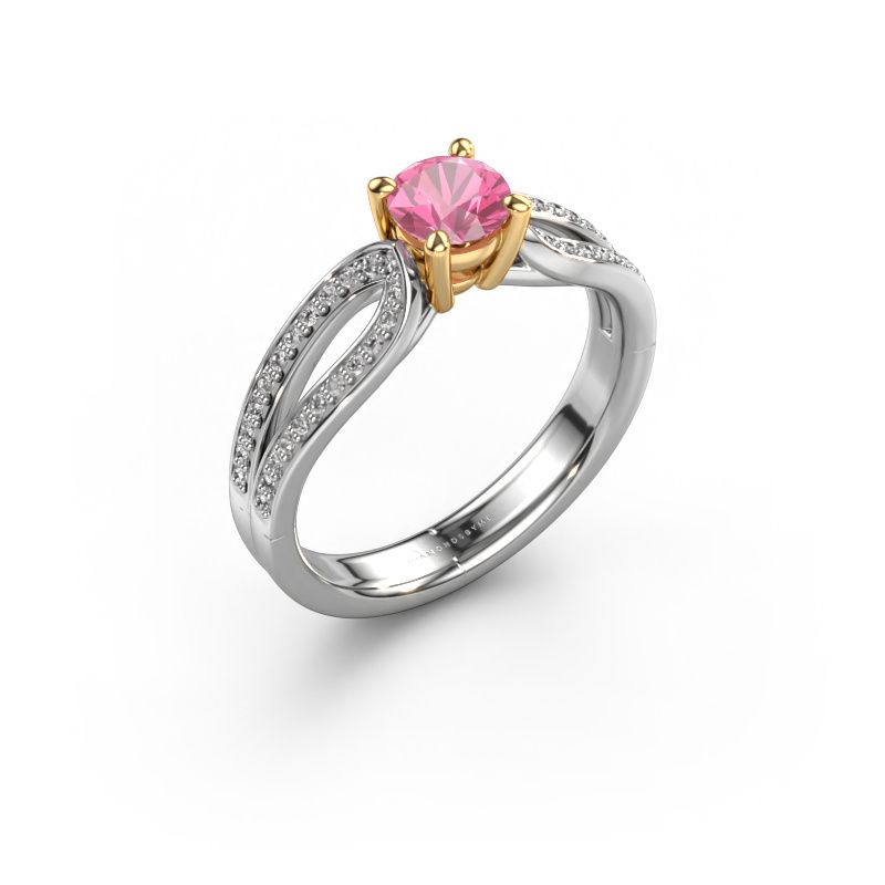 Verlobungsring Antonia rnd 2 585 Weißgold Pink Saphir 5 mm