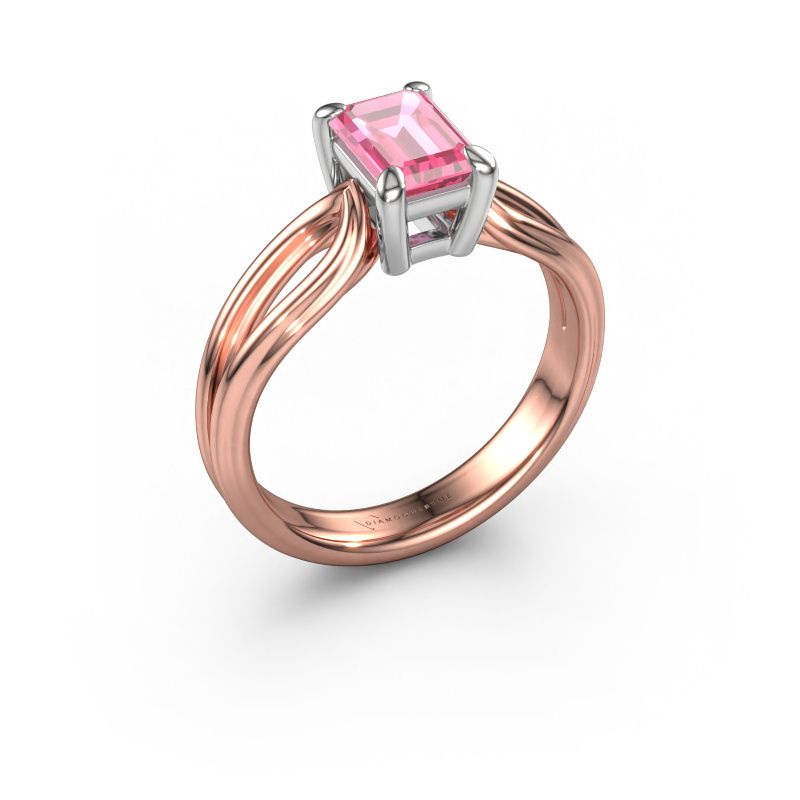 Engagement ring Antonia eme 1 585 rose gold pink sapphire 7x5 mm