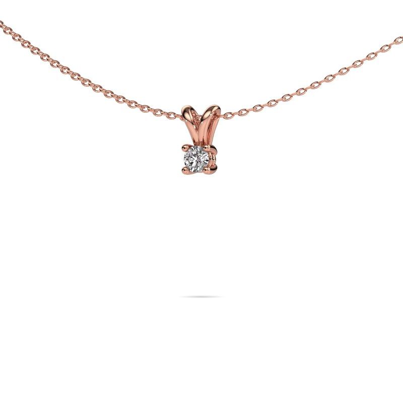 Image of Necklace Sam round 585 rose gold diamond 0.15 crt