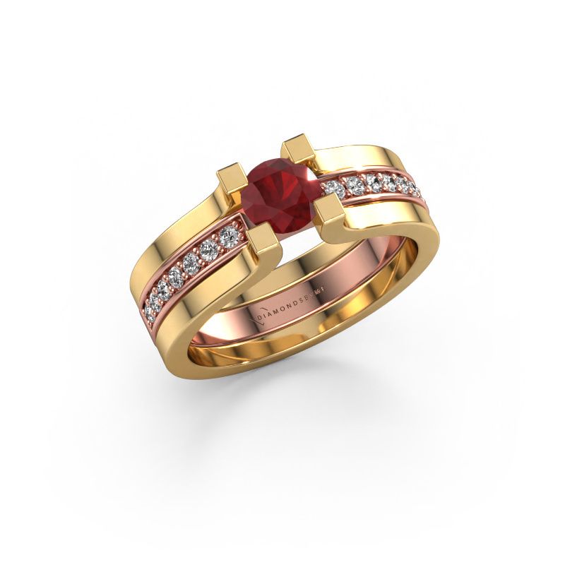 Engagement ring Myrthe 585 rose gold ruby 5 mm