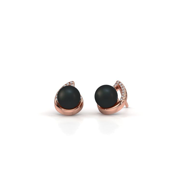 Ohrringe Kaira 585 Roségold Schwarz Perle 7 mm