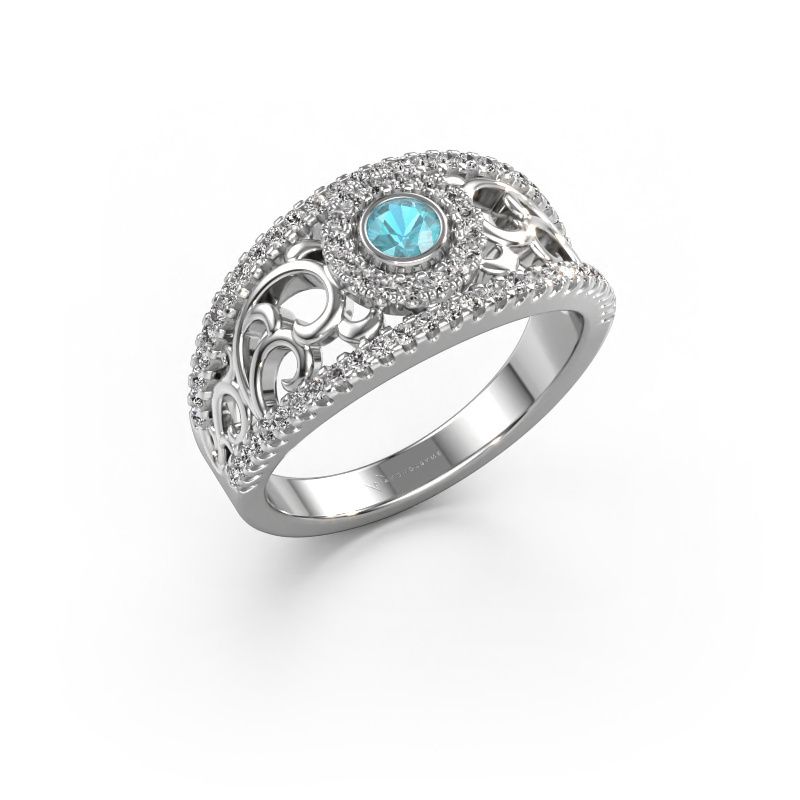 Ring Lavona 950 platinum blue topaz 3.4 mm