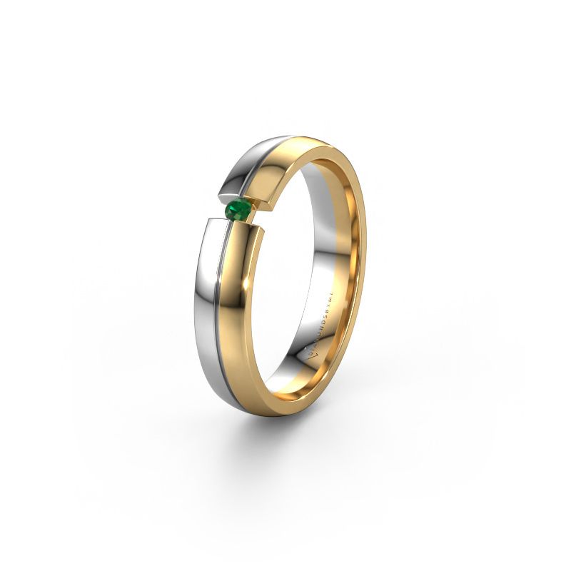 Wedding ring WH0254L24X 585 gold emerald ±4x1.5 mm