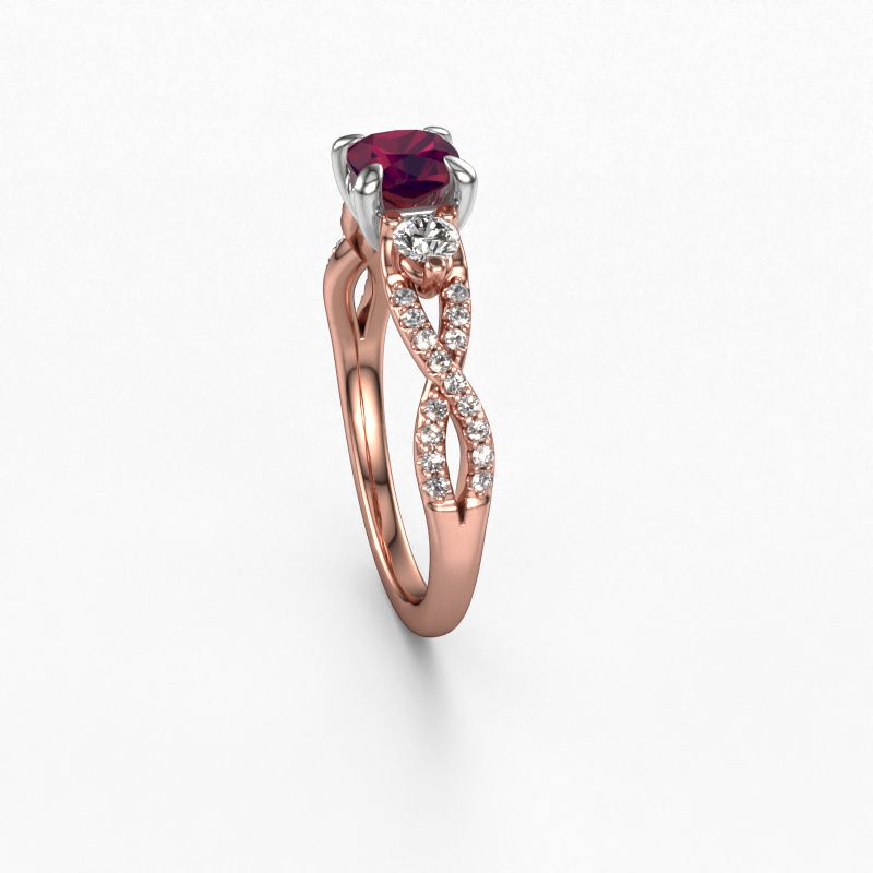 Image of Engagement Ring Marilou Cus<br/>585 rose gold<br/>Rhodolite 5 mm