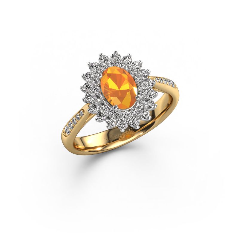Engagement ring Alina 2 585 gold citrin 7x5 mm