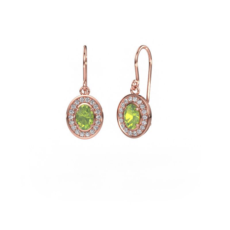 Pendants d'oreilles Layne 1 585 or rose péridot 6.5x4.5 mm