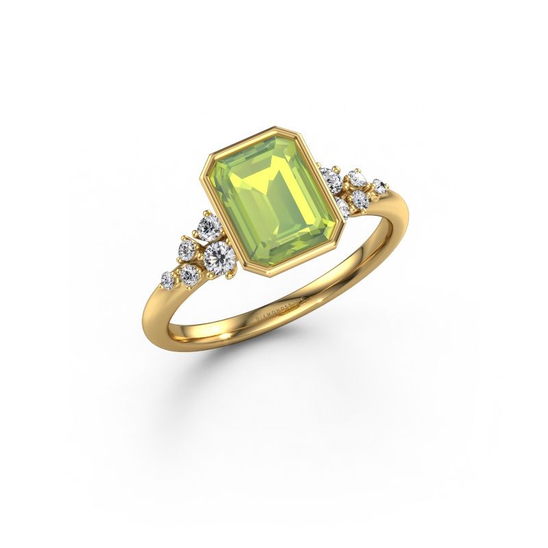 Forlovelsesring Aliyah EME 585 gull peridot 8x6 mm