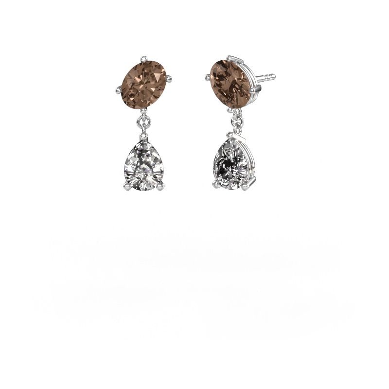 Earrings Toi et Moi OVL-PER 950 platinum brown diamond 4.20 crt
