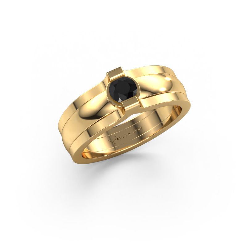 Ring Jade 585 goud zwarte diamant 0.30 crt