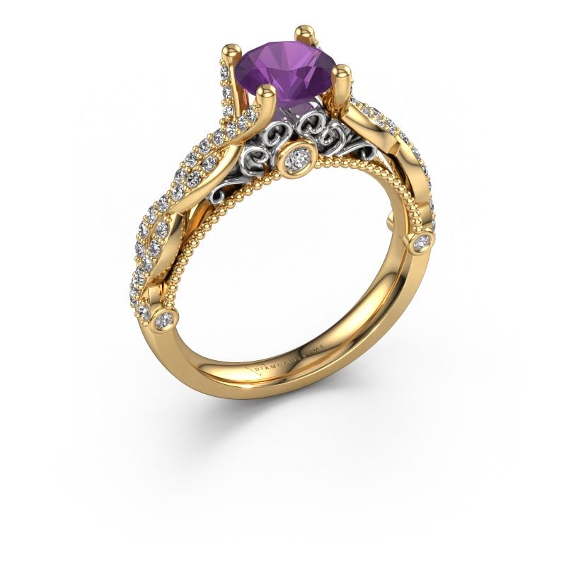 Engagement ring Chantelle 585 gold amethyst 6.5 mm