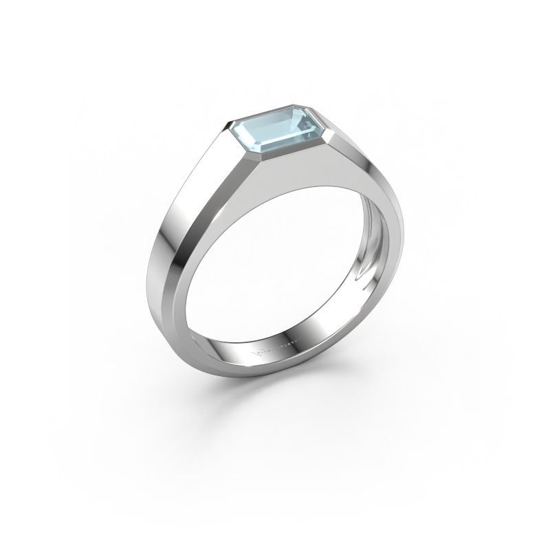 Men's ring Dylan 1 585 white gold aquamarine 7x5 mm