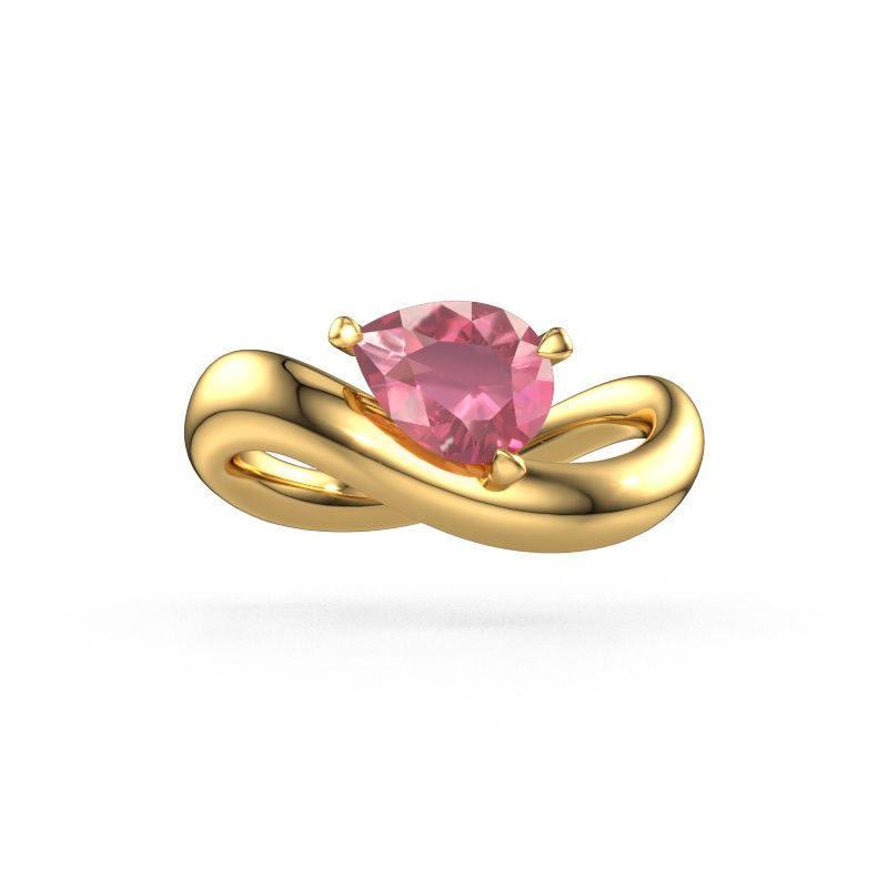 Anillo de compromiso Chloe PER 585 oro turmalina rosa 8x6 mm