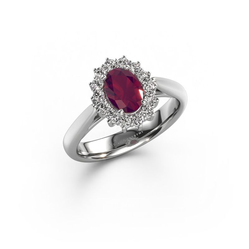 Verlobungsring Margien 1 585 Weißgold Rhodolit 7x5 mm