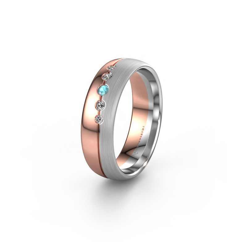 Wedding ring WH0925L36APM 585 rose gold blue topaz ±6x1.7 mm