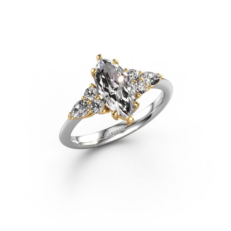 Bague de fiançailles Melani MRQ 585 or blanc diamant synthétique 1.79 crt