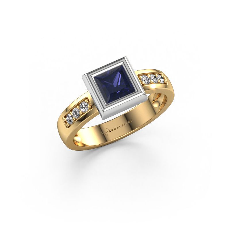 Bague Charlotte Square 585 or jaune saphir 5 mm