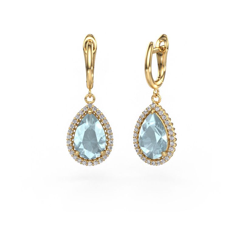 Pendants d'oreilles Tilly per 3 585 or jaune aigue-marine 12x8 mm