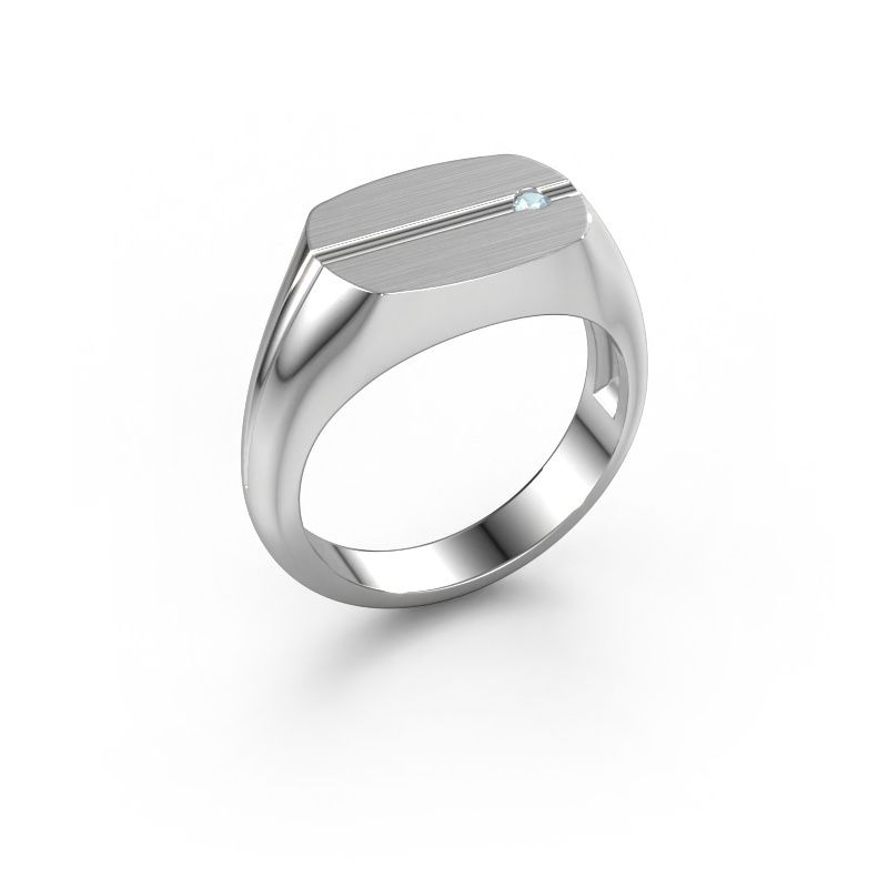 Men's ring Stijn 585 white gold aquamarine 2 mm